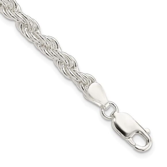 Kazi Luxury Sterling Silver 5mm Solid Rope Chain